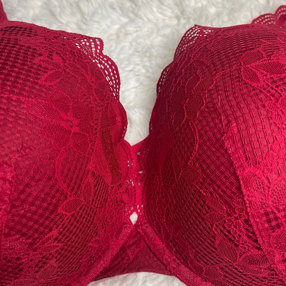 XO Plunge Push-Up Tattoo Lace Straight Back Bra 46D - Picture 5 of 16